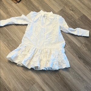 White Ruffled dress with sleeves